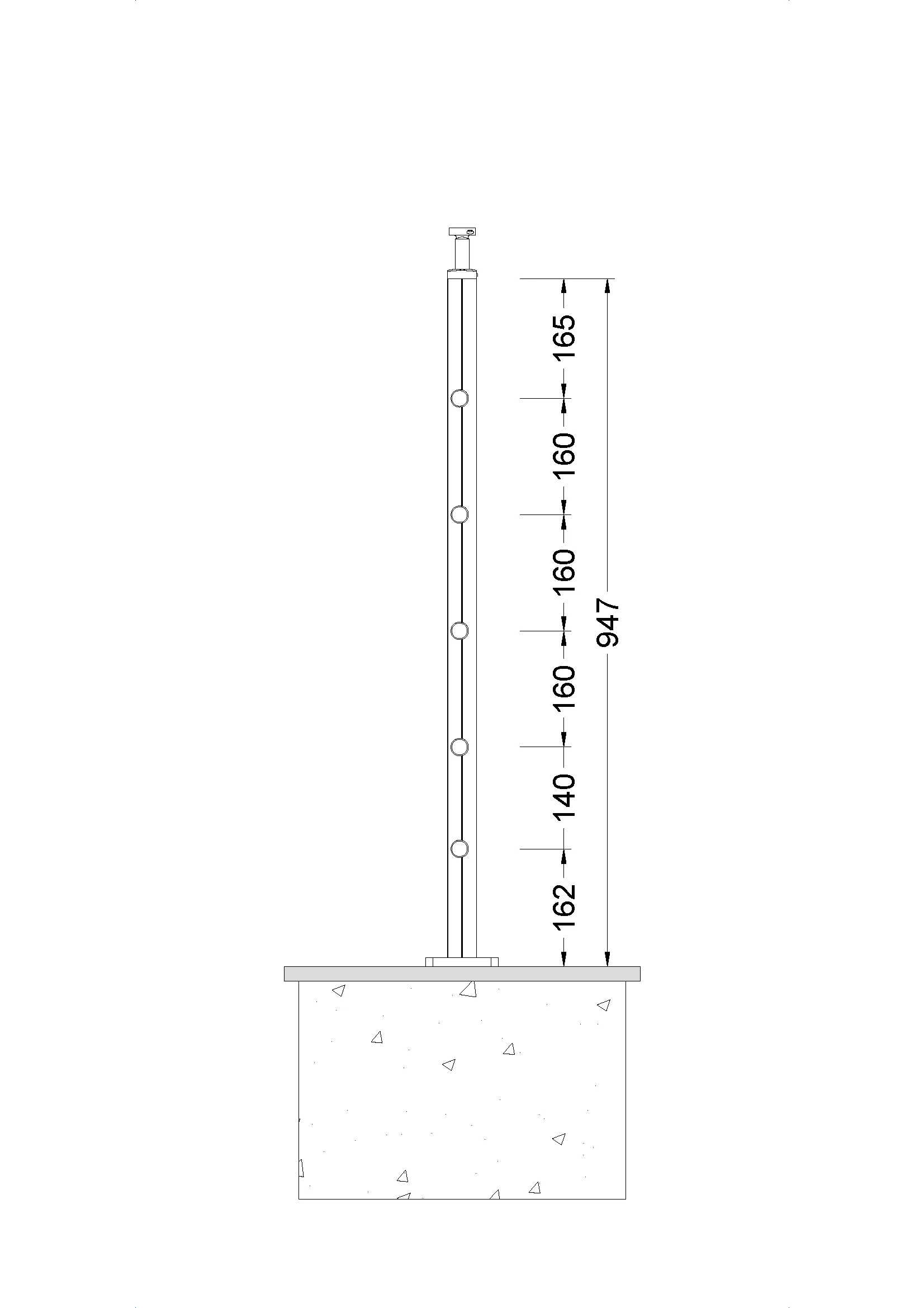 RS50 Easy Railing System – technical drawing A