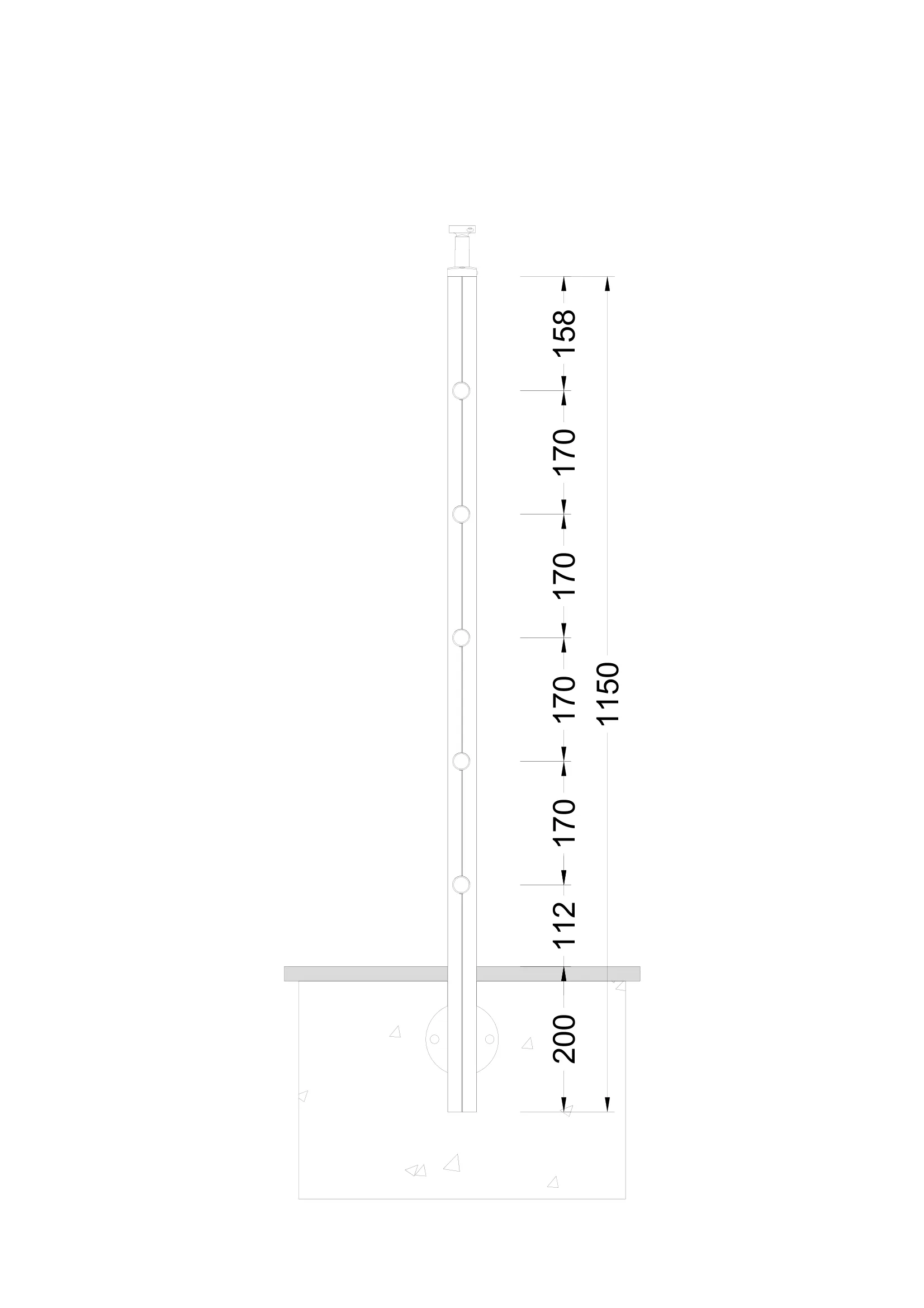 RS50 Easy Railing System – technical drawing B